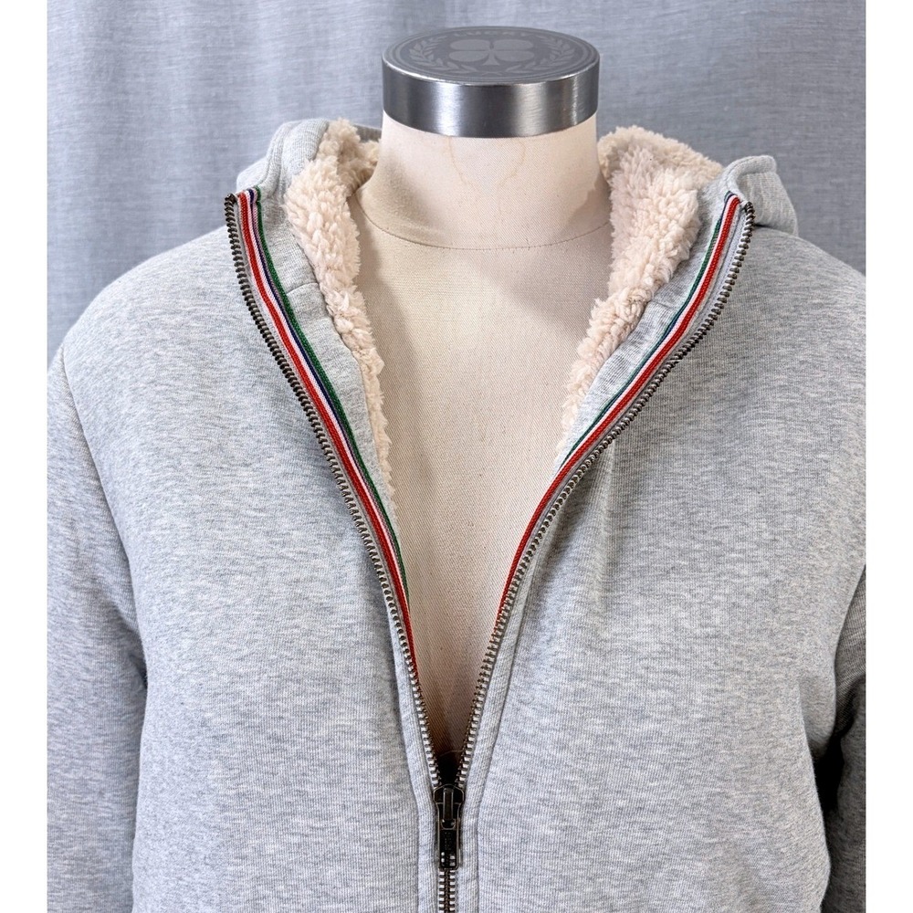 Boden Gray Sherpa Borg Fleece Lined Full Zip Hoodie Sweatshirt US 4